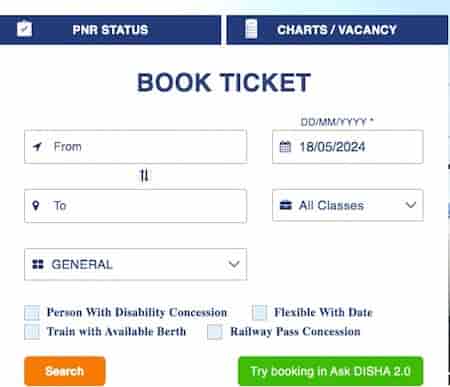 Train Fare Check - Check Fare of any Train