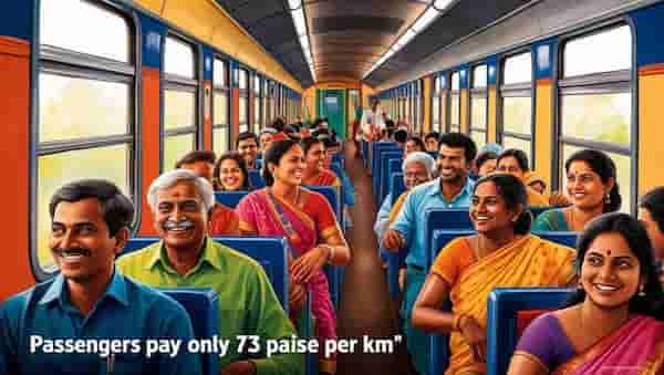 Passengers Pay Only 73 Paise per Km- Indian Railway