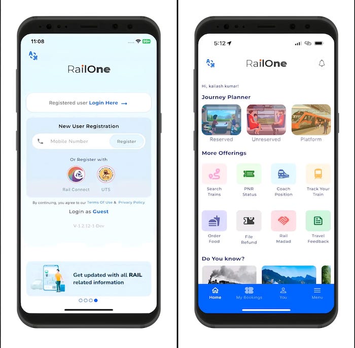 Railone App Indian Railways Login and features