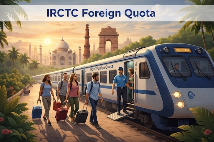 Foreign Tourist boarding indian Railway Train